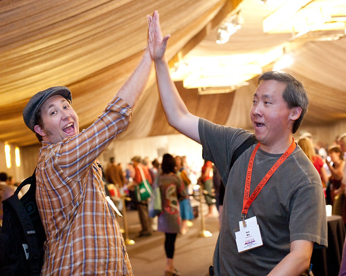 High five! Joey Spiotto and Ken Min at SCBWI LA 2011 (photo by Rita Crayon Huang)