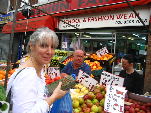 Gill at the fruit & veg stall