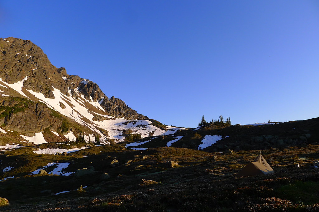 Camp at the foot of Snowgrass Mountain