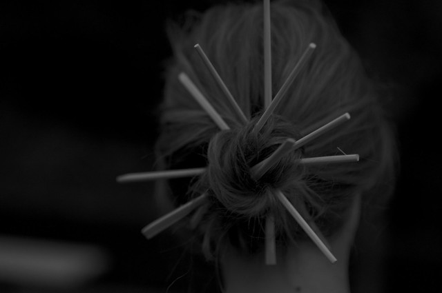 chopsticks in jana's hair