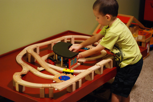 He plays with trains