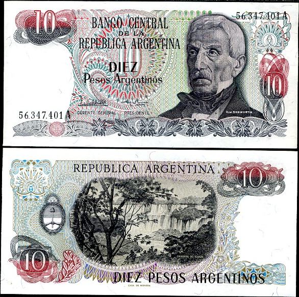 10 Pesos Argentinos Argentína 1983-84, Pick 313