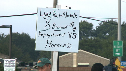 Protest sign against Tide light rail