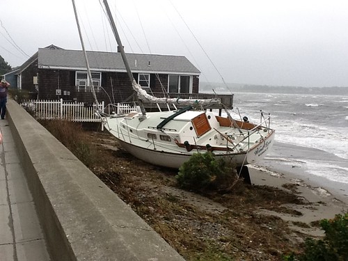 Sailboat aground in Island Park after Irene