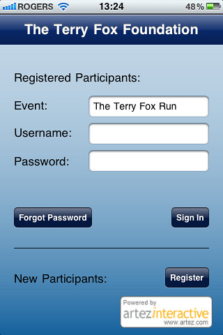Terry Fox Foundation iPhone Application