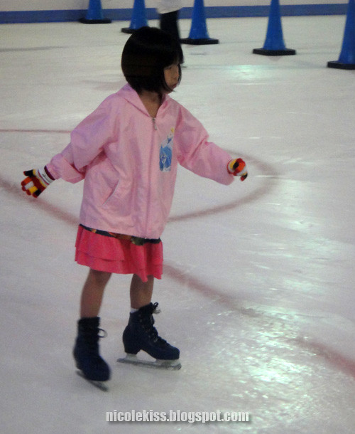 little skating pink girl
