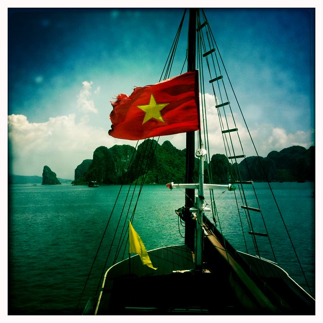 Cruising through the bay, Halong Bay, Vietnam