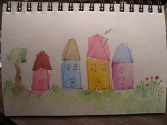 some watercolored houses (of course)