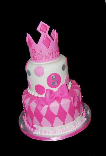 pink white and silver 2 tier tiara cake