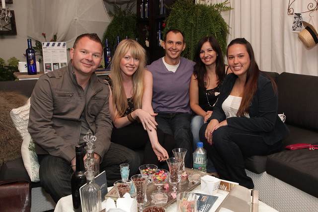 Mad Dog, Maura and the Virgin Radio contest winners in the media lounge by Sealy Design