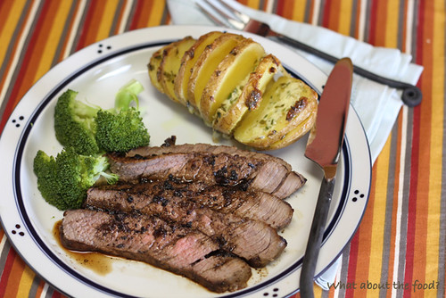 Steak with Herbed & Sliced Baked Potato