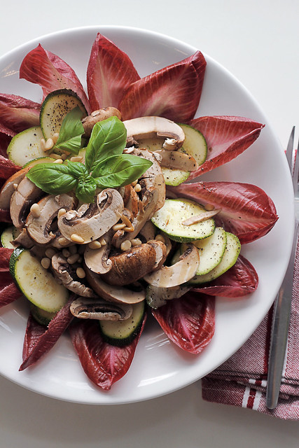 Red Chicory, Mushrooms and Courgettes