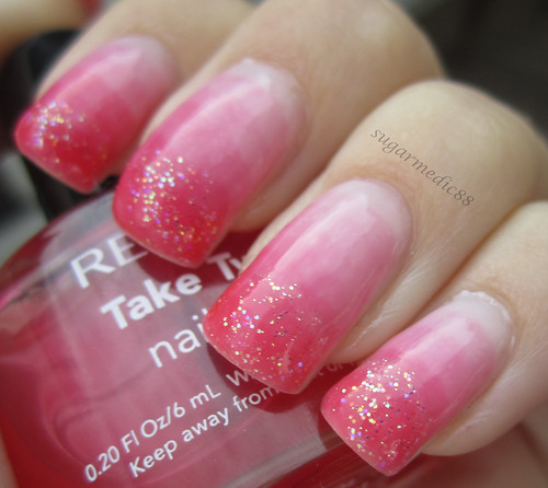 Pink Syrup Glitter Nails