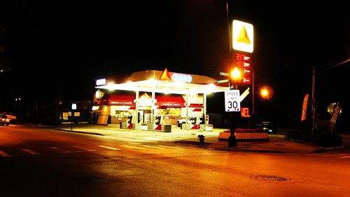 A local Citgo convenience gasoline station at night.  Chicago Illinois USA. August 2011. by Eddie from Chicago
