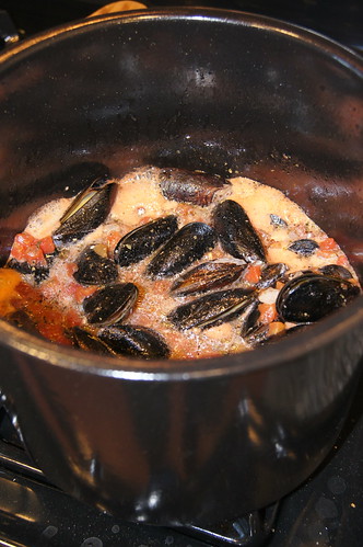 Mussels Boiling in Pot