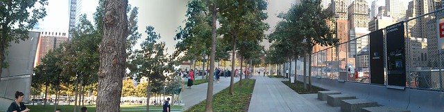 Panorama of the entrance to the Sept 11th Memorial