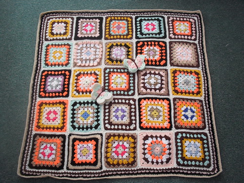 Each Square has been made by Jean Nock. The Blanket has been assembled and sent back to me for the Elderly In Nursing Homes.