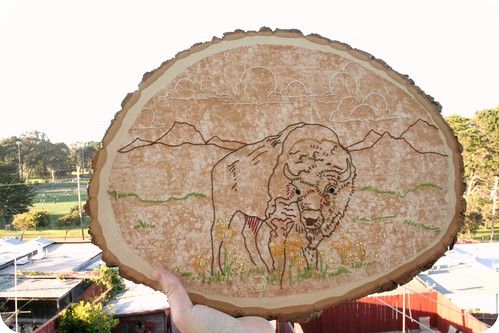 Bison on Wood Plaque