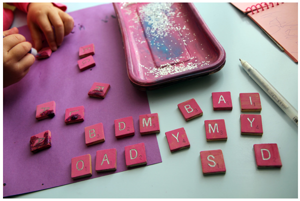 DIY Colorful Scrabble Letter Magnets