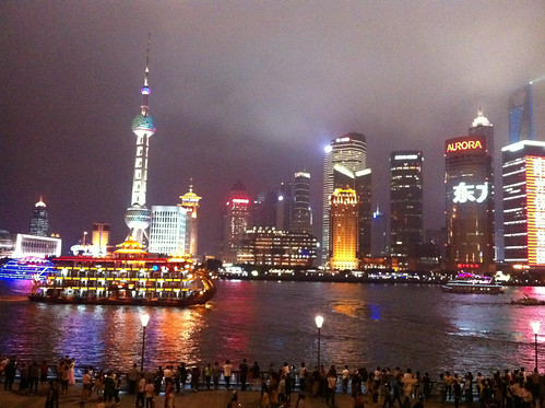 Spectacular evening skyline in Shanghai of the Pearl Tower