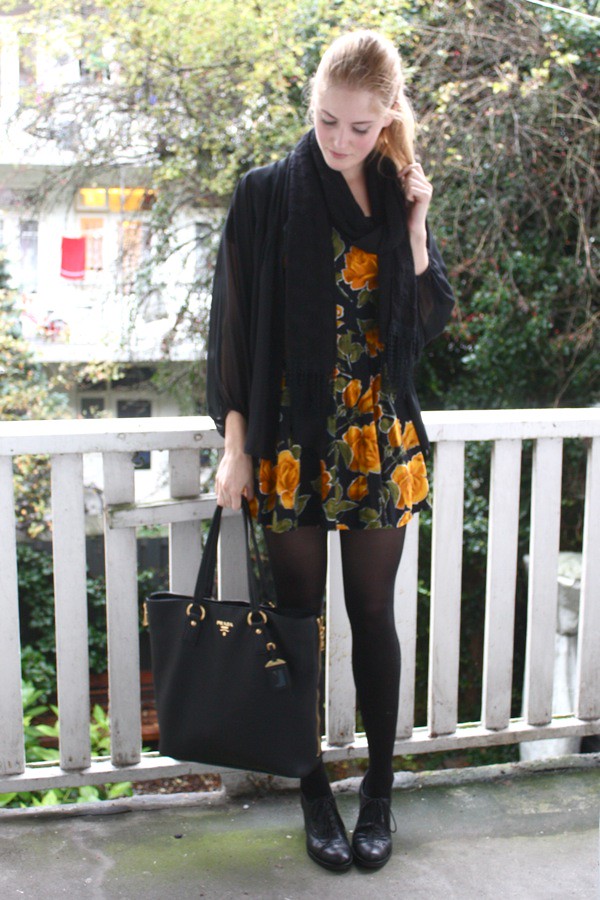 fashionfillers renee sturme vintage floral dress black cape