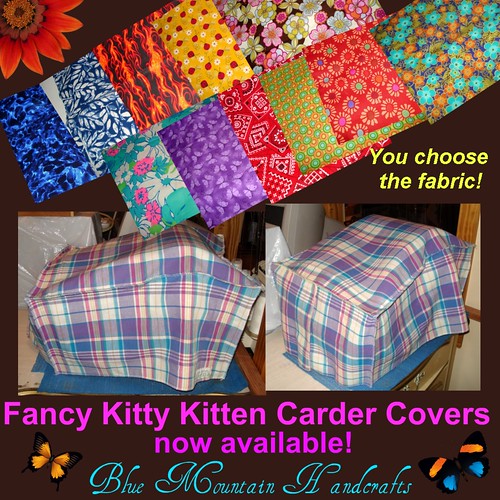Fancy Kitty Kitten carder covers by bluemtnhandcrafts