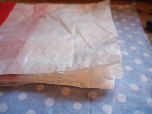 folded up plastic bag for that crinkle sound