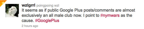 It seems as if public Google Plus posts/comments are almost exclusively an all male club now.
