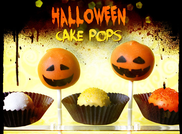 Halloween Pumpkin Cake Pops and Candy Corn Cake Bites 