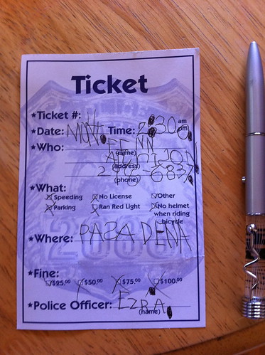 Officer Ezra's ticket for Finn