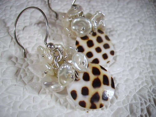Petal Pearls and Conch Shell Earrings by OBTP-Jewelry