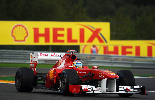 Fernando Alonso in the Ferrari 150° Italia at the 2011 Shell Belgian Grand Prix Free Practice