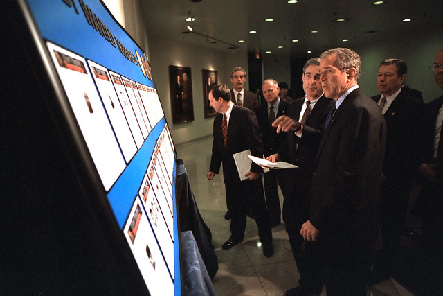 911: President George W. Bush at Federal Bureau of Investigation (FBI) Headquarters, 10/10/2001.