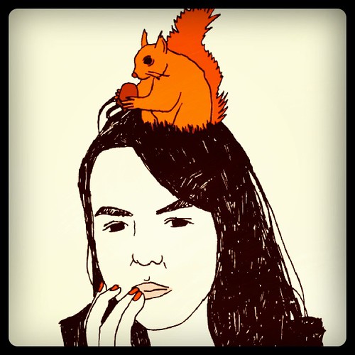 Once someone drew me with a squirrel on my head.