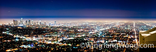 Panorama of Los Angeles at night from Griffith observatory by wingtangwong