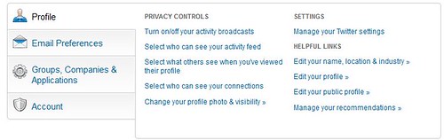 Privacy Controls on LinkedIn 2010 version
