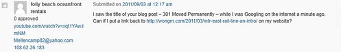 Failed comment spam: the page title is '301 Moved Permanently'