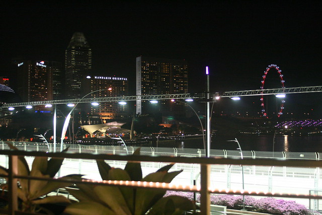 Prelude's lovely view of the evening skyline, marred by the F1 steel bars