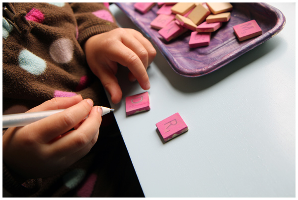 DIY Colorful Scrabble Letter Magnets