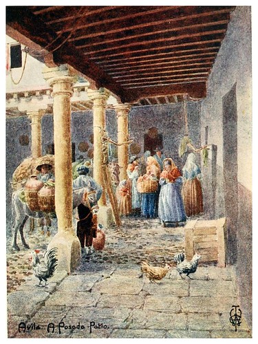 29-Avila patio de una posada-Northern Spain painted and described-1906- Edgar Thomas Ainger