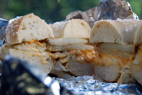 Potato, Egg White and Cheese Bagel Sandwich