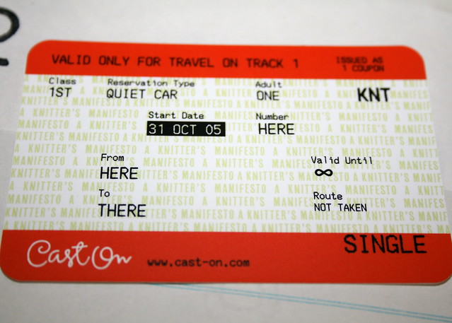 Cast On "Knit Rail" ticket