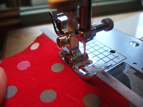 sewing on the binding