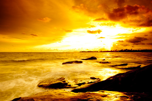 無料写真素材|自然風景|ビーチ・海辺|朝焼け・夕焼け|橙色・オレンジ|風景カンボジア