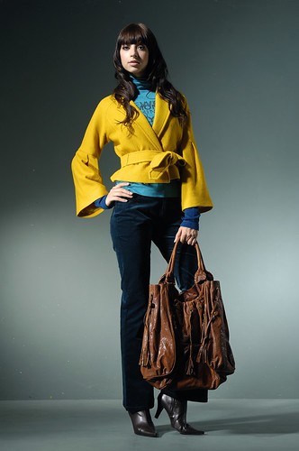 fall fashion, colored coat with bag