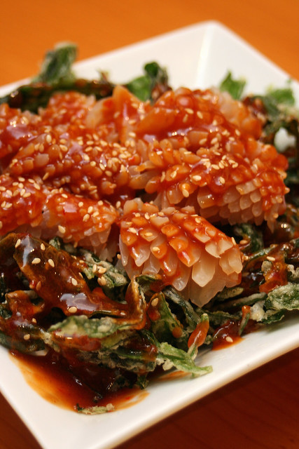 Crispy Kang Kong topped with Cuttlefish in Homemade Seafood Sauce - new