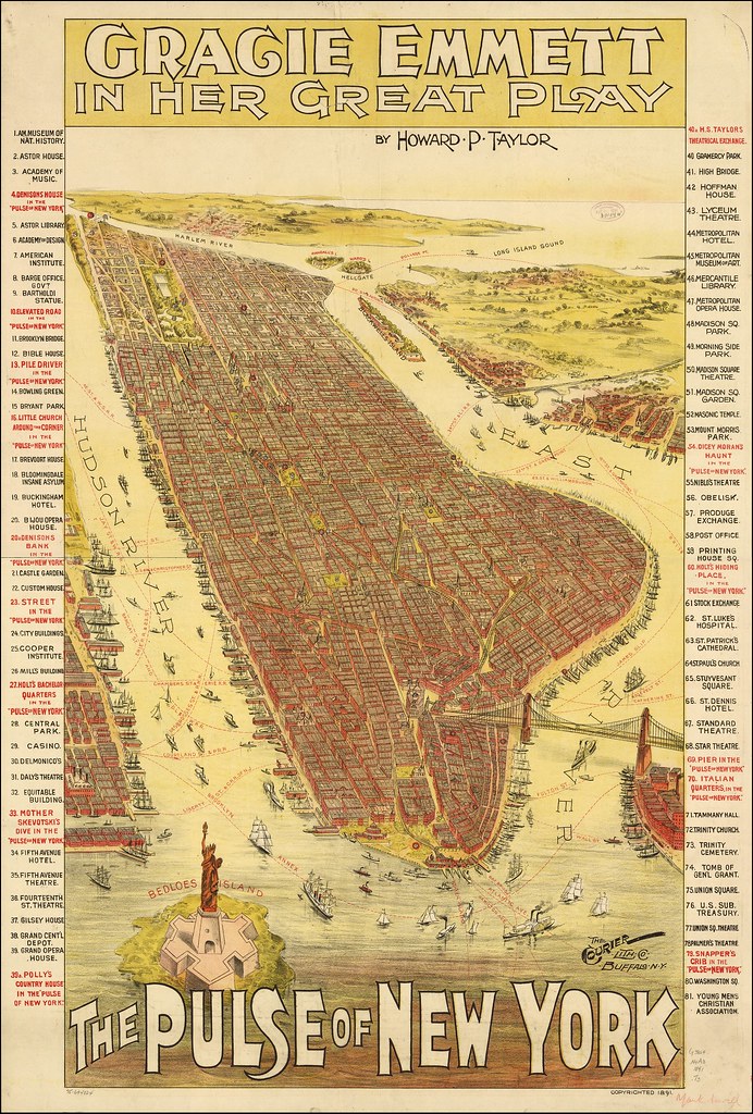 Theatre poster with map of New York City