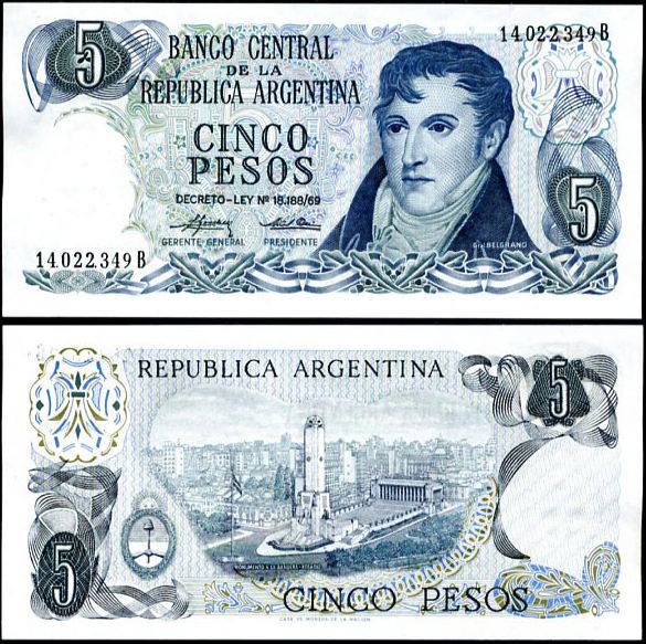 5 Pesos Argentína 1974-76, Pick 294