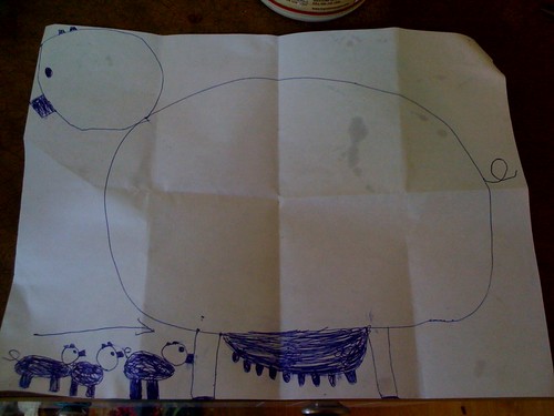 Eamon drew this for me, guess who the big pig is, isn't he precious?! ;) I just have to laugh!