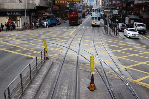 Tramway junction for the line from Happy Valley, Hong Kong